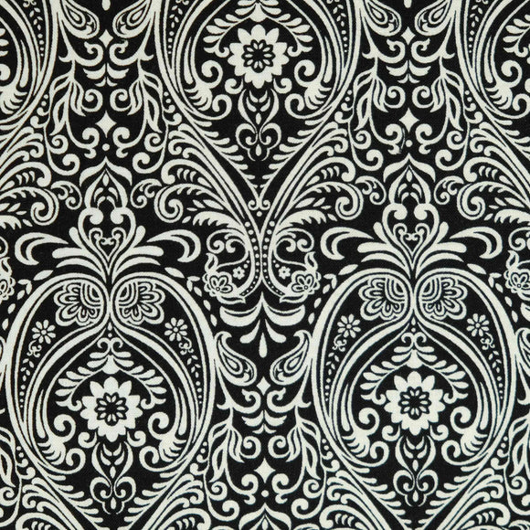Henry Glass Fabrics - Black, White & Red-Hot 2441 Arabesque White
