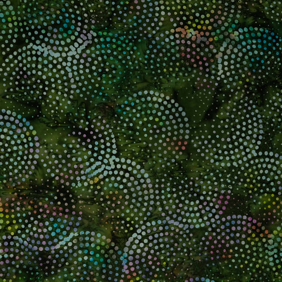 Hoffman Fabrics Bali Handpaints 3367-812 Dot Circle Green