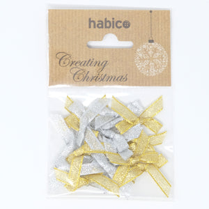 Habico Creating Christmas 6mm Satin Ribbon Bows Silver and Gold