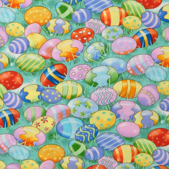 Henry Glass Fabrics Bunny Tails 9763-66 Easter Egg Green