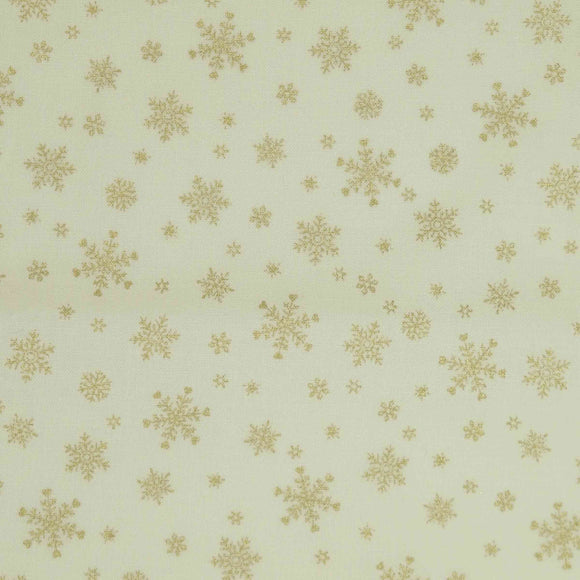 Lecien Fabrics Under The Christmas Tree 31916 Snowflakes Gold on Natural