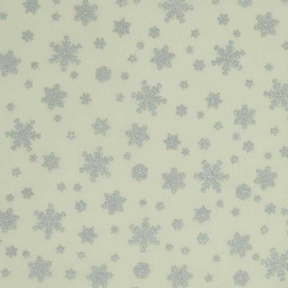 Lecien Fabrics Under The Christmas Tree 31916 Snowflakes Silver on Natural