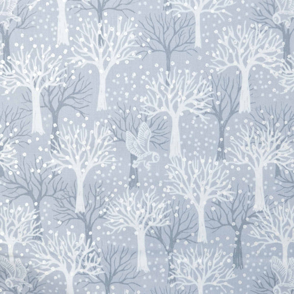 Lewis & Irene The Secret Winter Garden A660.1 Owl orchard on light grey with pearl elements