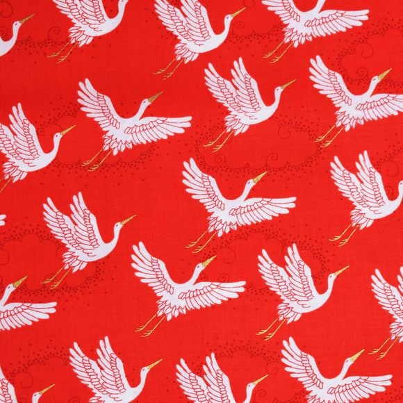 Makower Kimono Cranes 2047 R Red