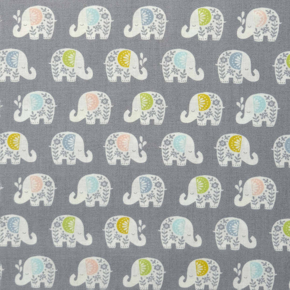 Makower Baby Safari 2449-S Elephants Grey