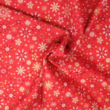 Makower Scandi Snowflakes 2457 R5 Cream On Red