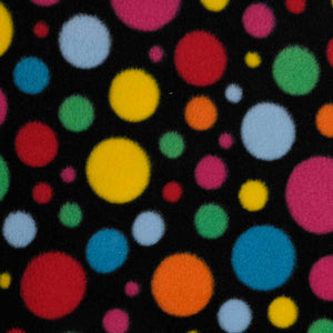 Oddies - Antipil Polar Fleece Printed - FC7139 Rainbow Coloured Spots Black