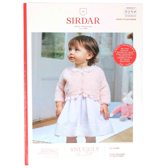 Sirdar Snuggly Bouclette Pattern 5257 Girl's V Neck Cardigan & Doll's Cardigan
