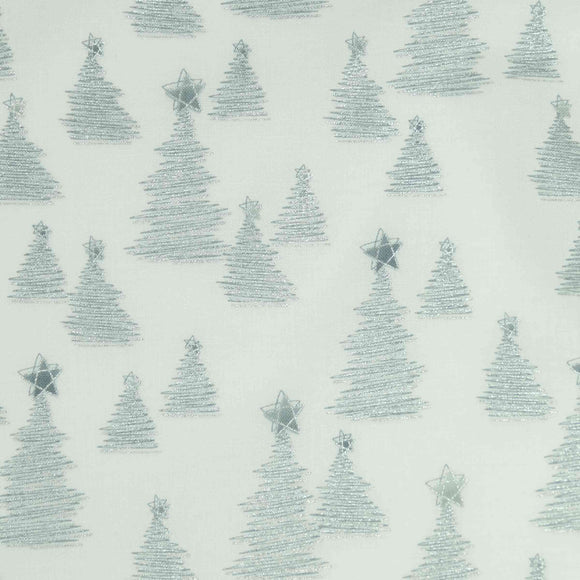 Stof Fabrics Christmas Wonders 4596 103 MCS 19-04 SIlver Trees on White