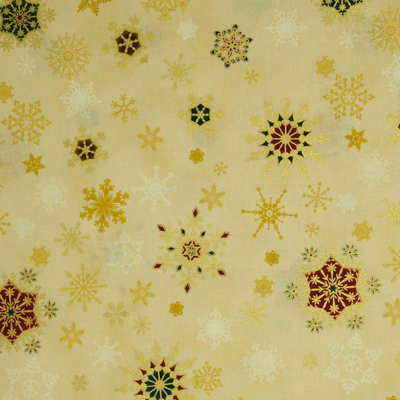 Stof Fabrics Christmas Wonders 4596 200 MCS 19-01 Gold Stars on Cream