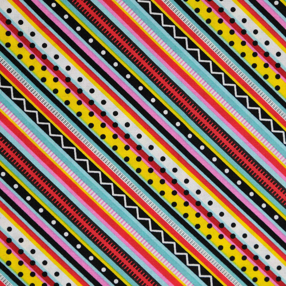 Studio e Fabrics Roamin Holiday 5503-89 Multi Diagonal Stripe